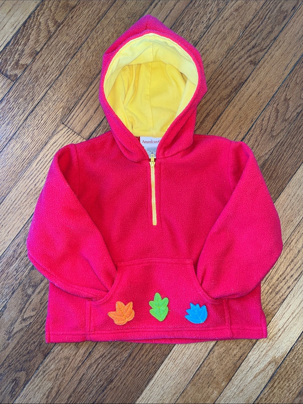 Vintage American Girl Fall Leaf Hoodie Sweatshirt hot‎ pink CHILDS Size Medium